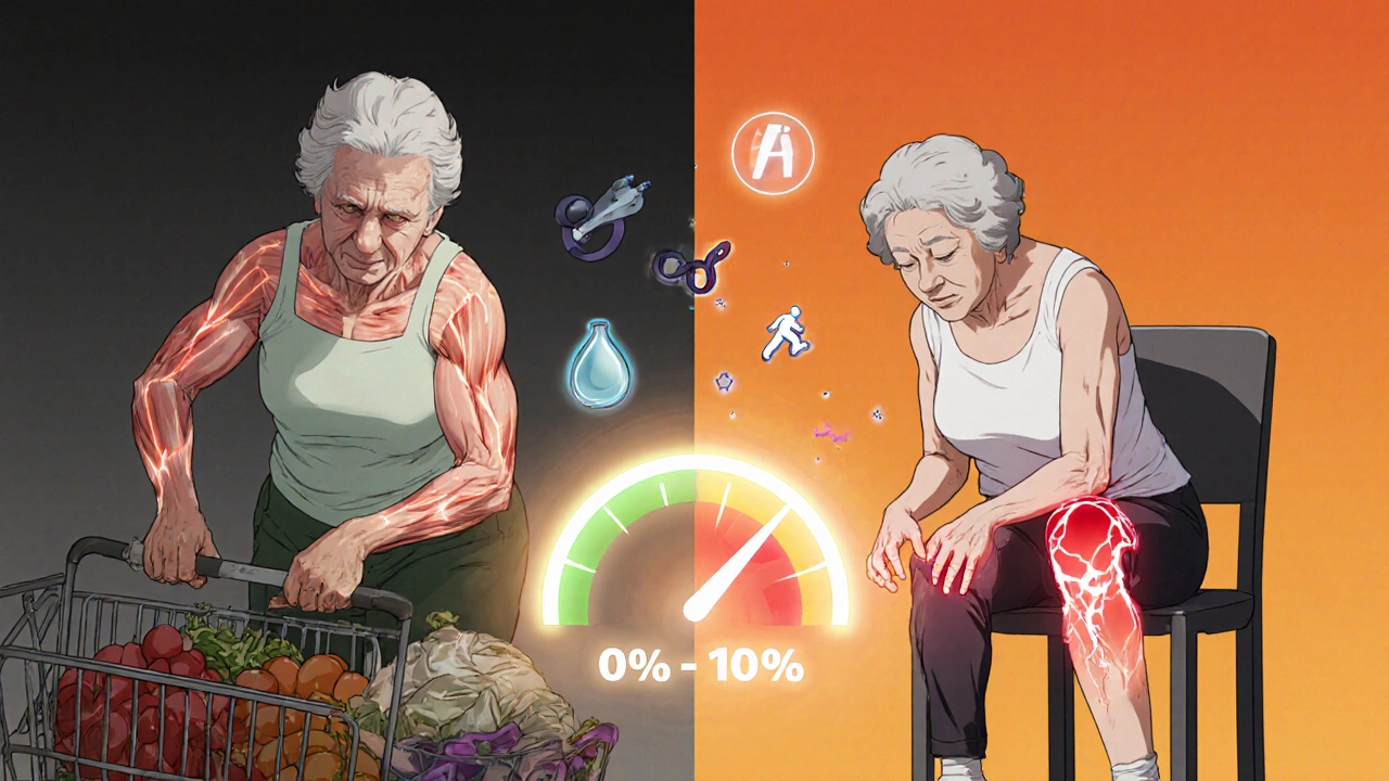Split image showing a woman’s journey from pain to strength, glowing energy lines and progress symbols between scenes.